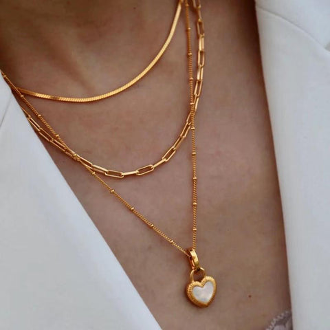 Luxury Stainless Steel Two-side Heart Pendant Necklace Fashion Jewelry -JW01221-Veeddydropshipping