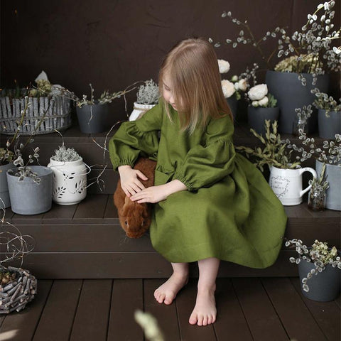 Kids Girls Retro Cotton Dress Autumn Children Korean-Veeddydropshipping