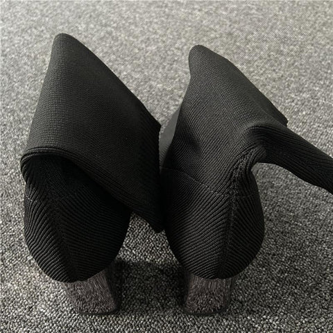 High Heels White Ankle Boots Stripper Low Block Heel-BS01023-Veeddydropshipping