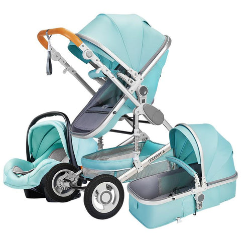 baby stroller 3 in 1 with car seat,Luxury Multifunctional  BABY carriage,blue-TB00353-Veeddydropshipping