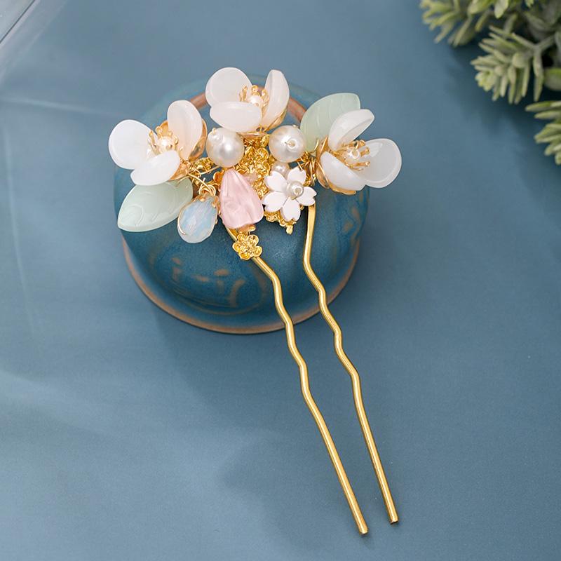 U-shaped Pearl Flower Hair Accessories Jewelry -JW00514-Veeddydropshipping
