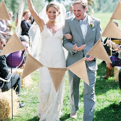 Vintage Jute Hessian Burlap Bunting Banner-HA00590-Veeddydropshipping
