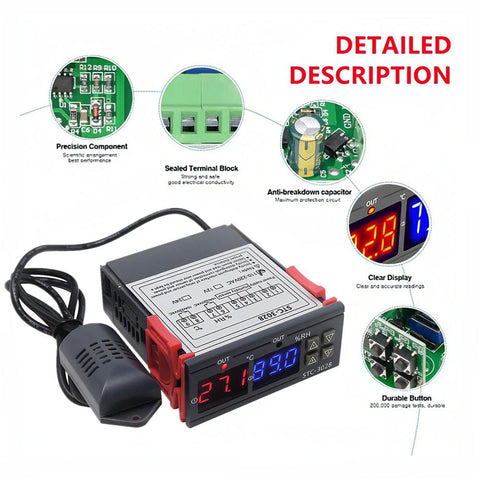 Dual Digital Thermostat Temperature Humidity Control STC-3028 Thermometer-TI01026-Veeddydropshipping