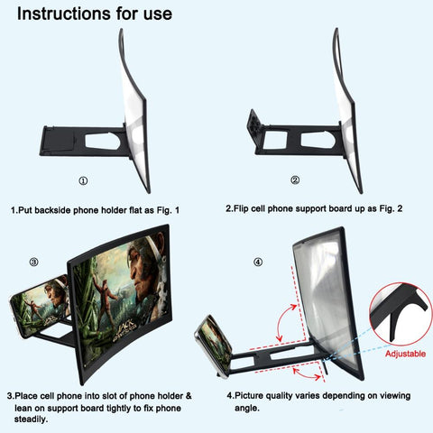 12&quot; HD Stend Enlarged Screen Mobile Phone Projection Phone Cinema Amplificatore Schermo-PA00750-Veeddydropshipping