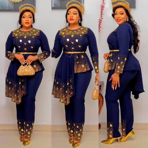 Plus Size Women Chiffon Clothing Two Piece Set-WF01719-Veeddydropshipping