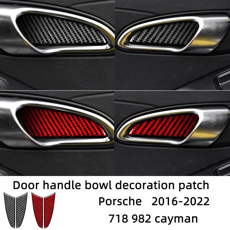 Door Handle Bowl Decoration Patch Carbon Fiber Car Stickers For Porsche-AM00078-Veeddydropshipping