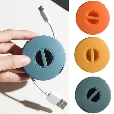 1PC Round Wire Winder Box Portable Multifunctional Data Cable Organizer Storage Cord Container-PA00897-Veeddydropshipping