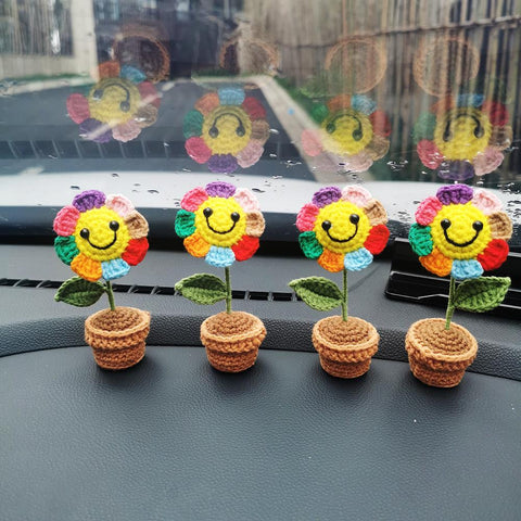 Handmade Crochet Cute Rainbow Car Accessories  Dashboard Interior-AM00057-Veeddydropshipping