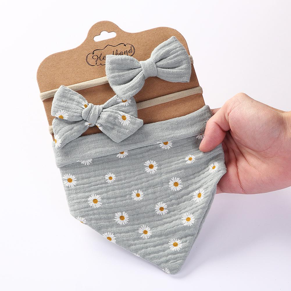 Feeding Burp Cloth with Bow Headband Adjustable Muslin-Veeddydropshipping-2