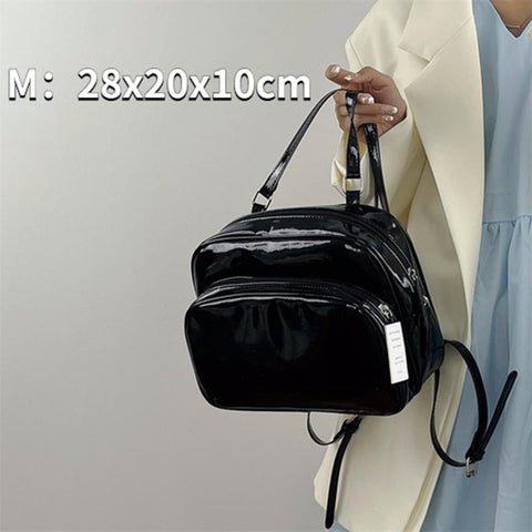 Small Backpack Patent Leather Girls Student Shoulder Bags Cute Solid-BS00068-Veeddydropshipping