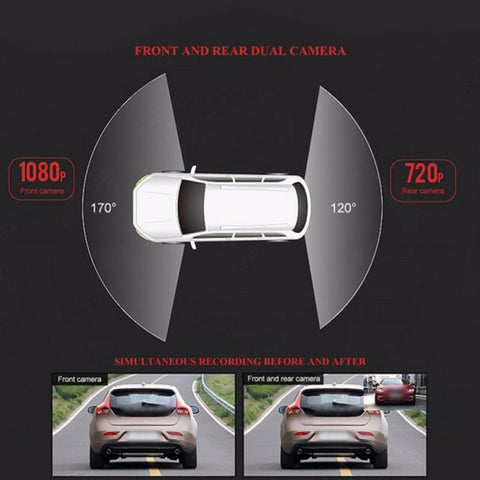 Car Rearview Mirror Dual Lens Driving Video Recorder Rearview Dash Camera-AM00714-Veeddydropshipping