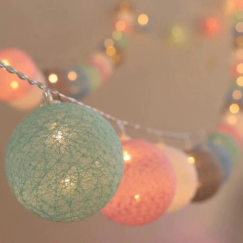 20 LED Cotton Ball Garland String Lights Christmas Fairy Lighting Strings for Outdoor-TI00939-Veeddydropshipping