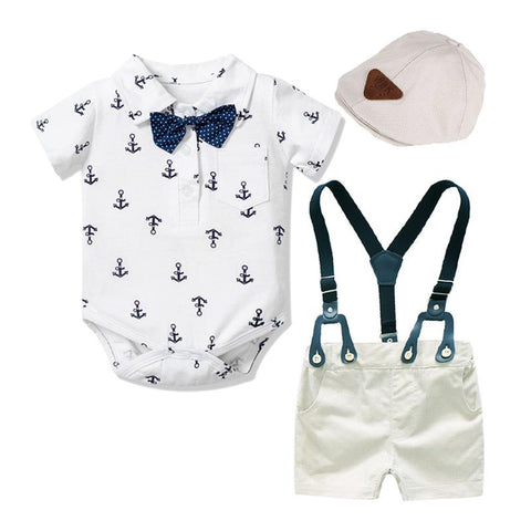 Newborn Boy Clothing Outfit Suit Baby Party Short Bowknot Hat-Veeddydropshipping-7