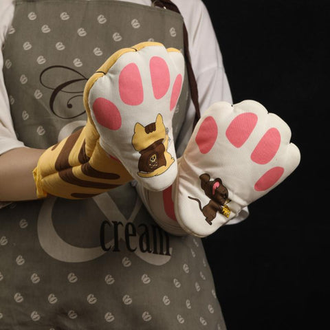 Cute Cat Paws Oven Heat Insulation Gloves Microwave-HA01182-Veeddydropshipping