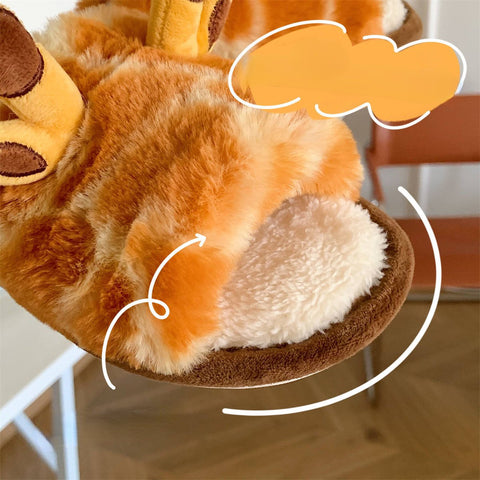 Warm Cotton Closed Toe Slippers Home Cartoon Giraffe Plush-BS01272-Veeddydropshipping