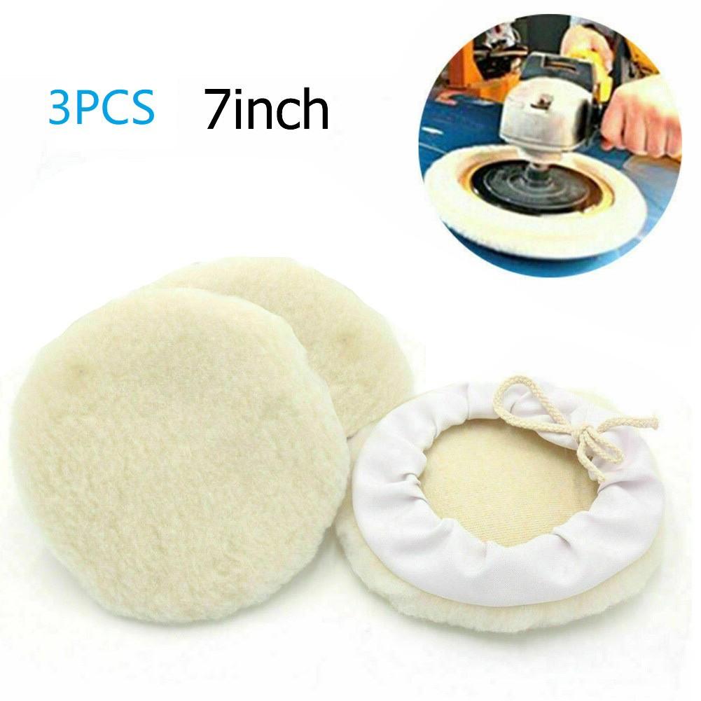 3Pcs 7inch Wool Polishing Pad Bonnet Buffing Wheel Pad Waxing-AM00451-Veeddydropshipping
