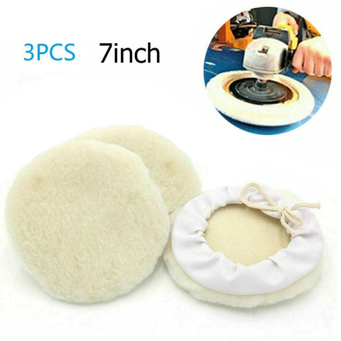 3Pcs 7inch Wool Polishing Pad Bonnet Buffing Wheel Pad Waxing-AM00451-Veeddydropshipping