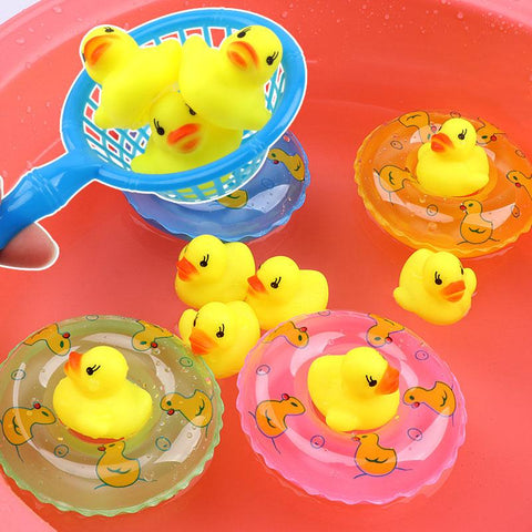 5Pcs/set kids Floating Bath Toys Mini Swimming Rings Rubber Yellow Ducks-TB00553-Veeddydropshipping