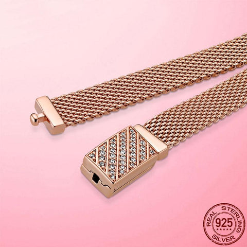 Mesh Bracelet 925 Silver Gold Color Sparkling Clasp  Bracelet -JW00926-Veeddydropshipping