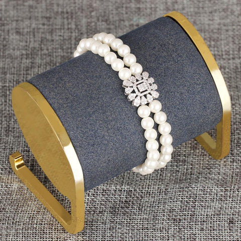 New Trendy Double Row Pearl Tassel Earring Jewelry Set  -JW00390-Veeddydropshipping