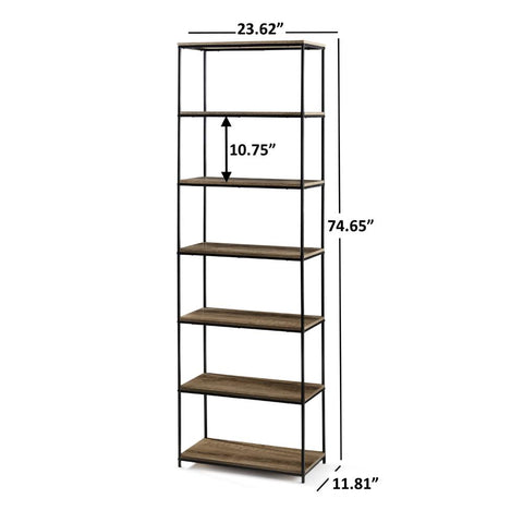 6-Shelf Metal Frame Bookcase Book Shelf Wall-HA01574-Veeddydropshipping