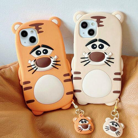 For iPhone 13 Pro Max 12 11 XS XR X 8 7 Case Cartoon 3D Tiger Shockproof Cover-PA00166-Veeddydropshipping