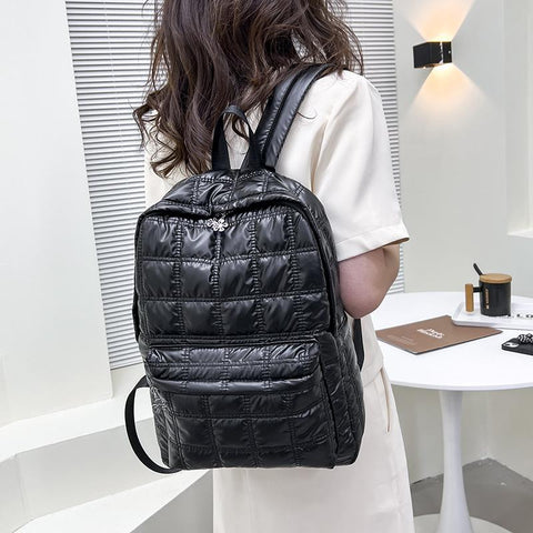 Women's Backpack Quilted Plaid Female School Backpacks-BS00016-Veeddydropshipping