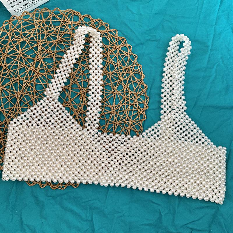 Womens Sexy Handmade Imitation Pearls Vest-Veeddydropshipping