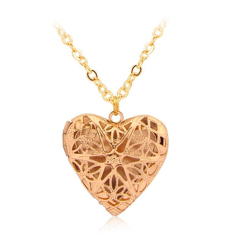 Flower Stripe Locket Pendant Necklace Vintage jewelry-JW01196-Veeddydropshipping