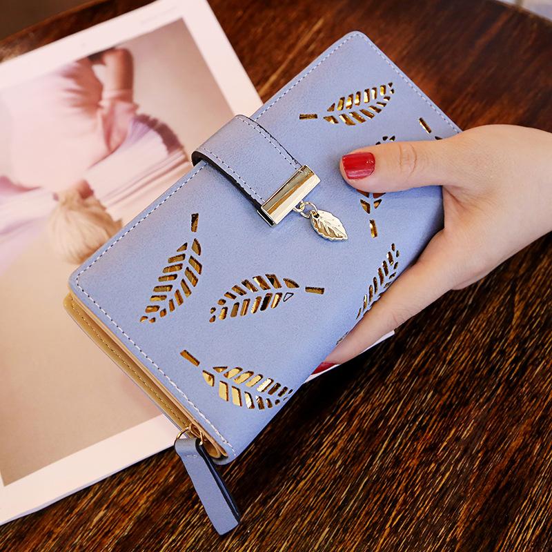 Women Long Wallet Gold Hollow Leaves Pouch Handbag For-BS00203-Veeddydropshipping
