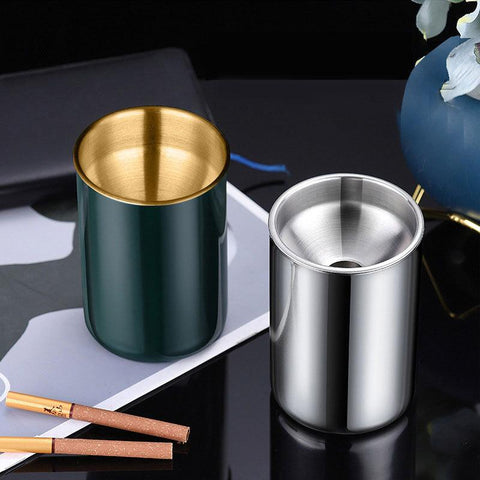 Ashtray Round Windproof Stainless Steel Smokeless-HA01004-Veeddydropshipping