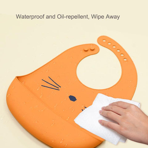 Waterproof Soft Baby Kids Silicone Bibs Cute Cartoon Printed Adjustable-TB00477-Veeddydropshipping