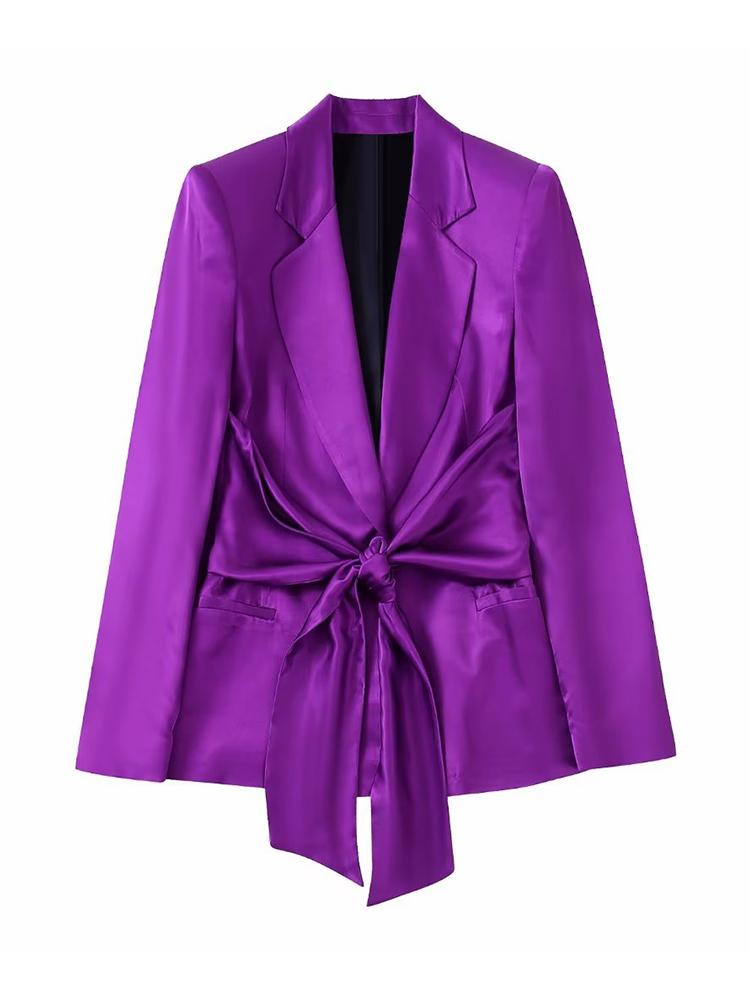Women Fashion Suit Silk Bowed Blazer-WF00344-Veeddydropshipping