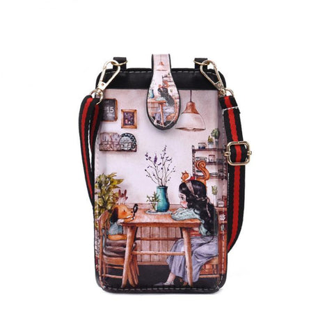 Bag Shoulder Bag PU Retro Cute Printing Messenger Small Square-BS00208-Veeddydropshipping