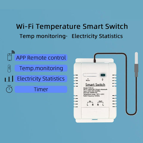 Tuya Smart Switch WiFi Switch Wireless Control Temperature Monitoring-TI01009-Veeddydropshipping