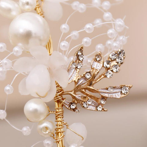 Flowers Hair Band Pearl Wedding Headbands  Jewelry -JW00552-Veeddydropshipping