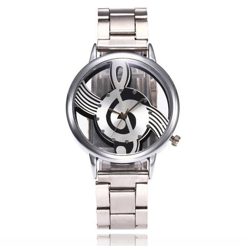 Music Note Notation Watch Stainless Steel Quartz Wrist Watch -JW00810-Veeddydropshipping