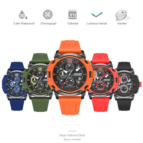 Orange Sport Watches for Men Waterproof Quartz Wristwatch -JW00671-Veeddydropshipping