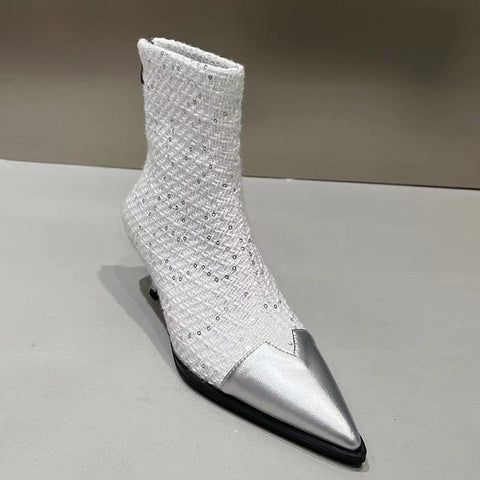 Pointed Toe Fashion Bling Ladies Modern Ankle Boots-BS00947-Veeddydropshipping