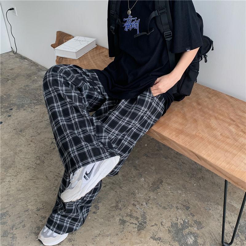 Plaid Pants Men S-3XL Casual Straight Trousers-Veeddydropshipping