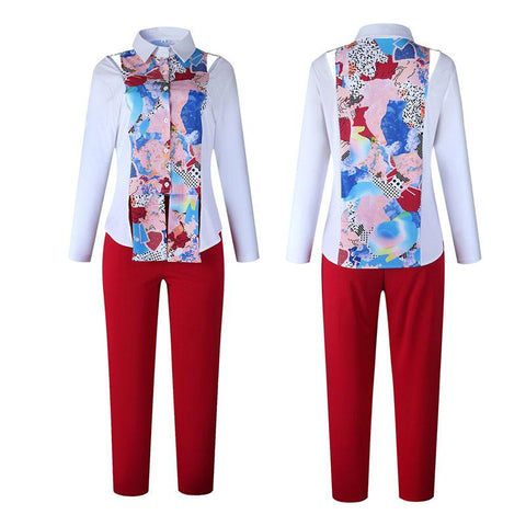 2 Piece Set Women Slim Sleeve Prints-WF01689-Veeddydropshipping