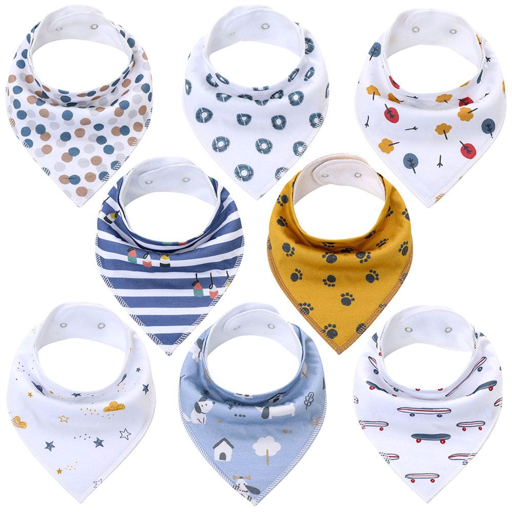 Baby Bibs,8 Packs Baby Bandana Drool Bibs, Unisex Stylish Design-TB00449-Veeddydropshipping