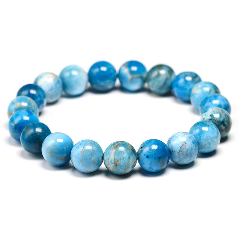 Natural Ocean Blue Apatite Stone Stone Beads Bracelet Women Men-JW00070-Veeddydropshipping