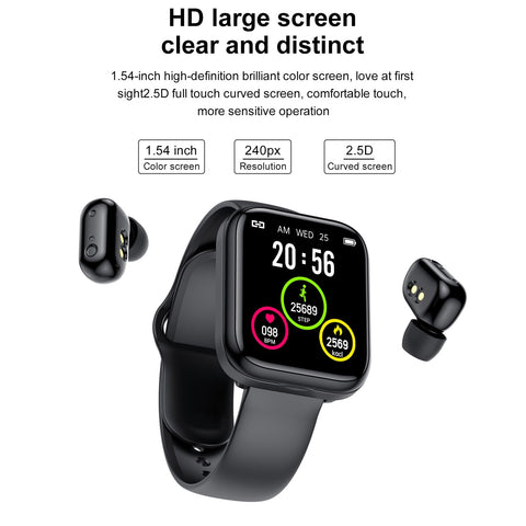 Smart Watch X5 TWS Bluetooth Headset Wireless Earphones Two in One 1.54inch-CE00536-Veeddydropshipping