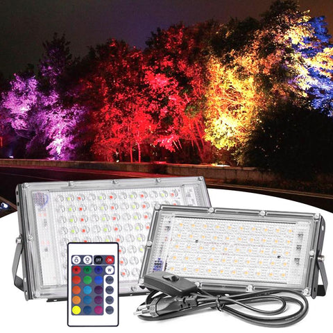 220V LED Floodlight Outdoor 100W 50W Waterproof 2835 RGB Warm Cold-TI00887-Veeddydropshipping