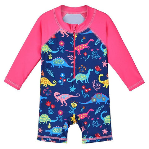 Cartoon Kids Swimwear Long Sleeve Baby Boy Swimwear One Piece Toddler Swimsuit -OS00085-Veeddydropshipping