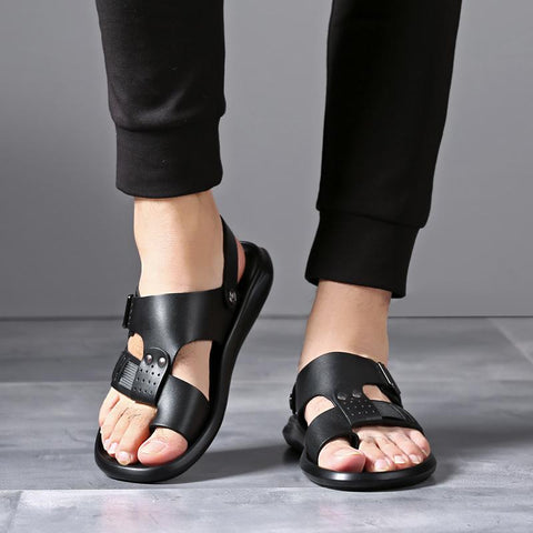 Summer Beach Shoes Male Black Luxury Slippers Outdoor-BS01556-Veeddydropshipping