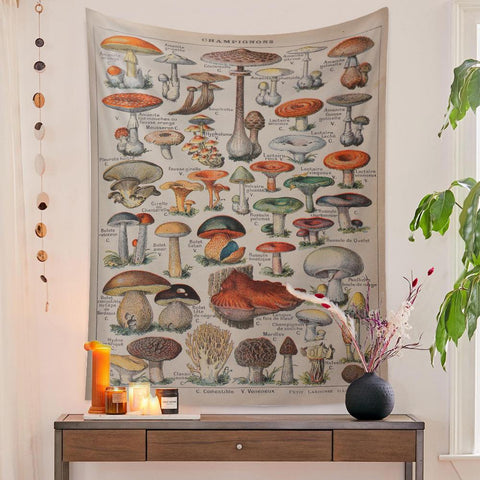 Botanical Print Floral Tapestry Wall Hanging-HA00218-Veeddydropshipping