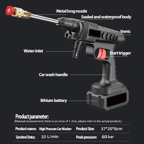 60BAR 30000mAh Wireless High Pressure Car Washer Self Priming Sustain-AM00325-Veeddydropshipping