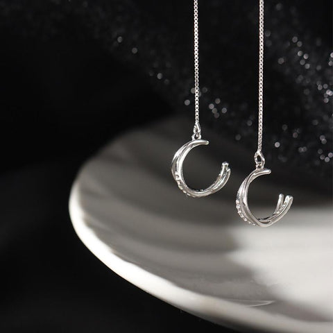 925 Sterling Silver Simple Ear Chain Ear Bone Clip Earrings Women-JW00048-Veeddydropshipping